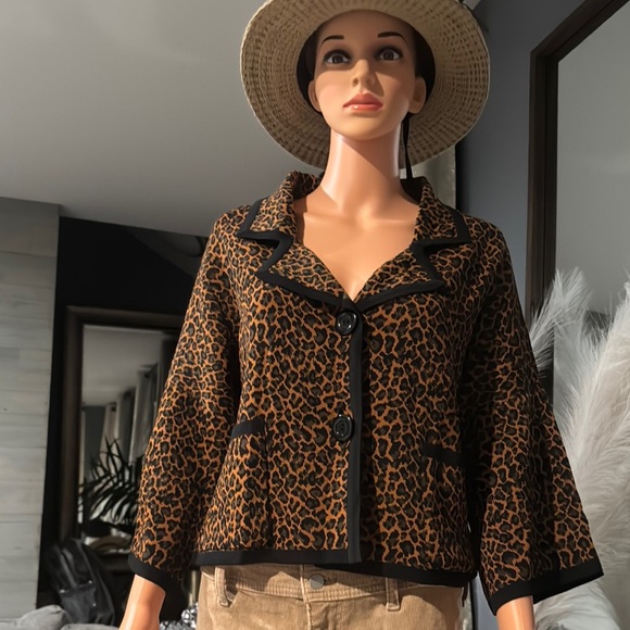 Nine West Brown and Black Leopard‎ Blazer - Picture 2 of 6